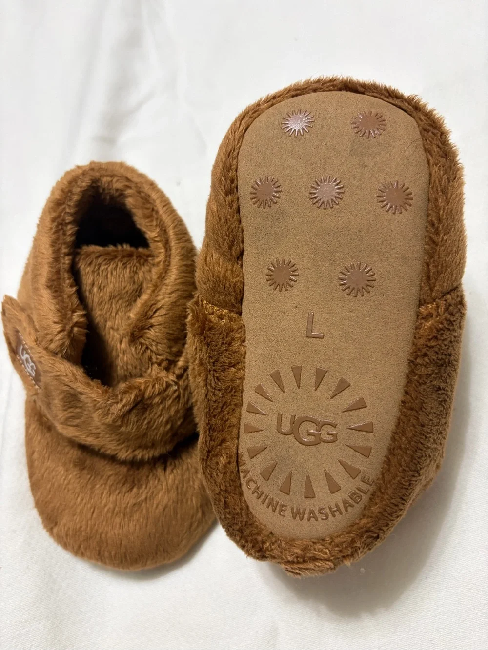 UGG Chestnut Plush Infant Slippers with Hook Strap